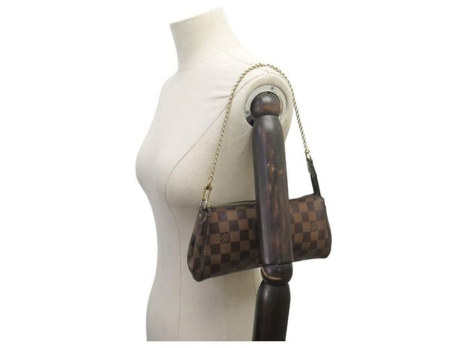 BORSA A MANO LOUIS VUITTON EVA POCHETTE TOILE DAMIER EBONY N55213 BAG Marrone - vista 6