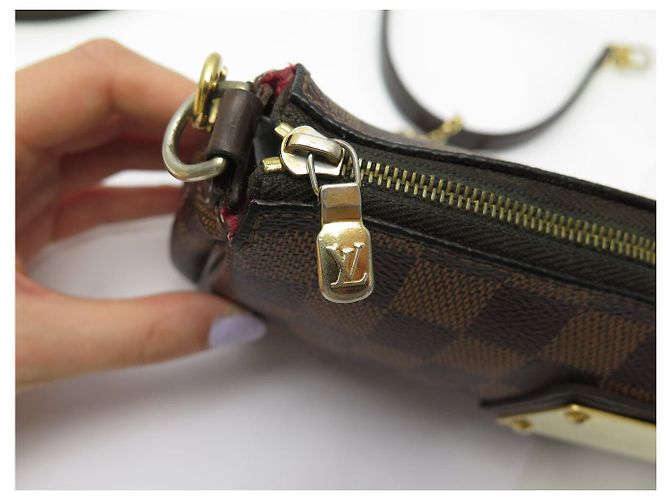 BORSA A MANO LOUIS VUITTON EVA POCHETTE TOILE DAMIER EBONY N55213 BAG Marrone - vista 9