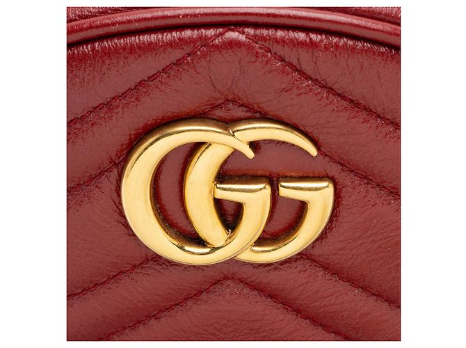 Borsa a tracolla mini rotonda GG Marmont in pelle matelassé Gucci Rosso - vista 9