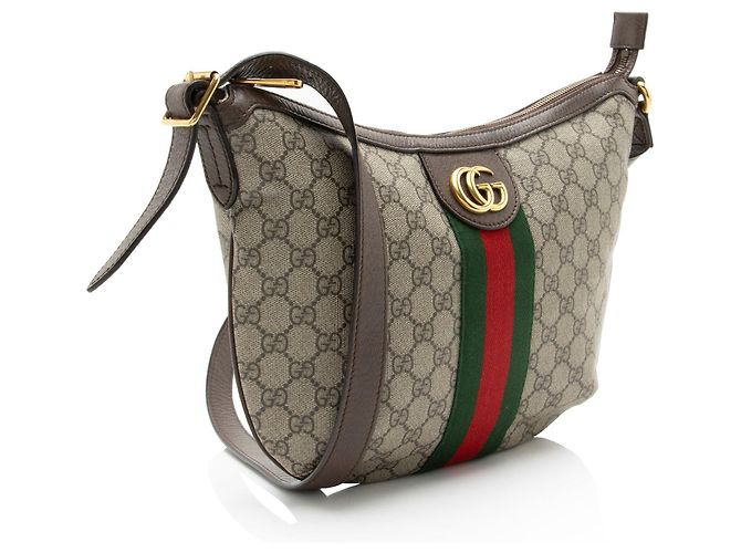 Borsa a tracolla media Gucci GG Supreme Ophidia Marrone Beige - vista 2