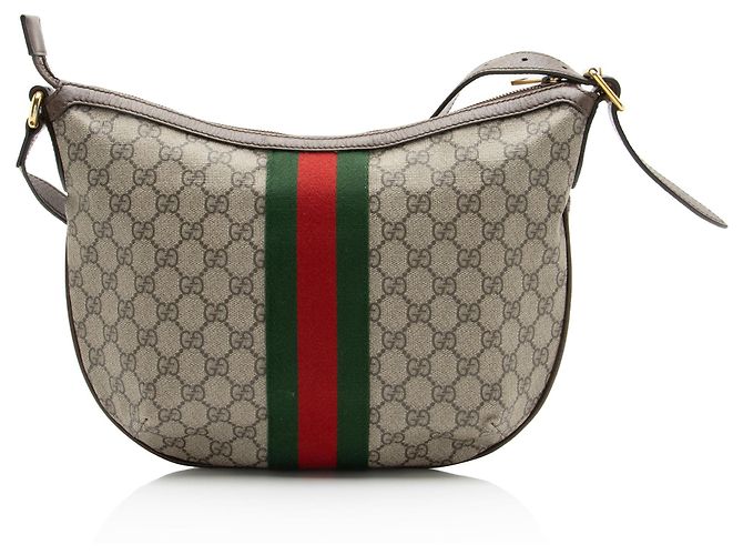 Borsa a tracolla media Gucci GG Supreme Ophidia Marrone Beige - vista 3