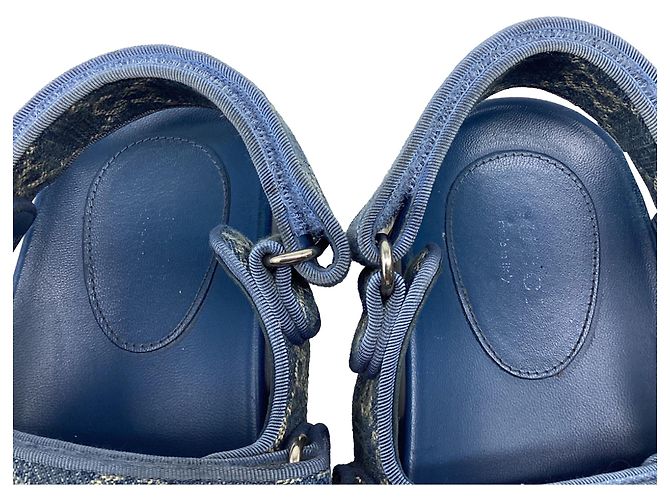 Sandali Slingback Gucci Moritz GG in denim blu in cotone - vista 10