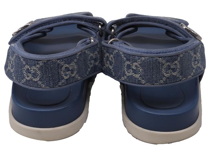 Sandali Slingback Gucci Moritz GG in denim blu in cotone - vista 5