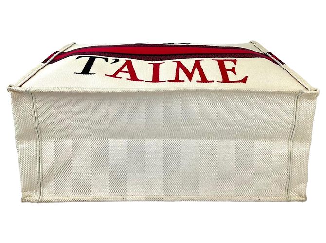 Christian Dior Red, White & Black Canvas Dioramour Je T'aime Large Book Tote - vista 3