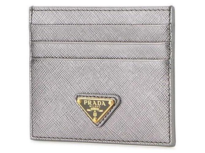 Prada Saffiano Triangle Kartenetui Silber Metallisch - Ansicht 4