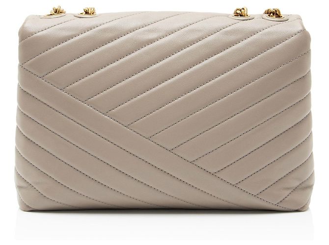 Borsa a tracolla Kira Large in pelle chevron Tory Burch Grigio - vista 3