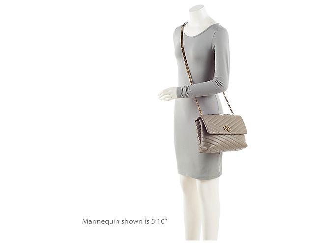 Borsa a tracolla Kira Large in pelle chevron Tory Burch Grigio - vista 5