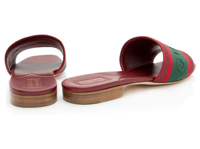 Sandali slide Gucci con logo ricamato e banda Web - Size 9 / 39 Rosso - vista 3