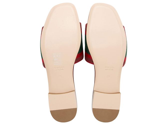 Sandali slide Gucci con logo ricamato e banda Web - Size 9 / 39 Rosso - vista 6