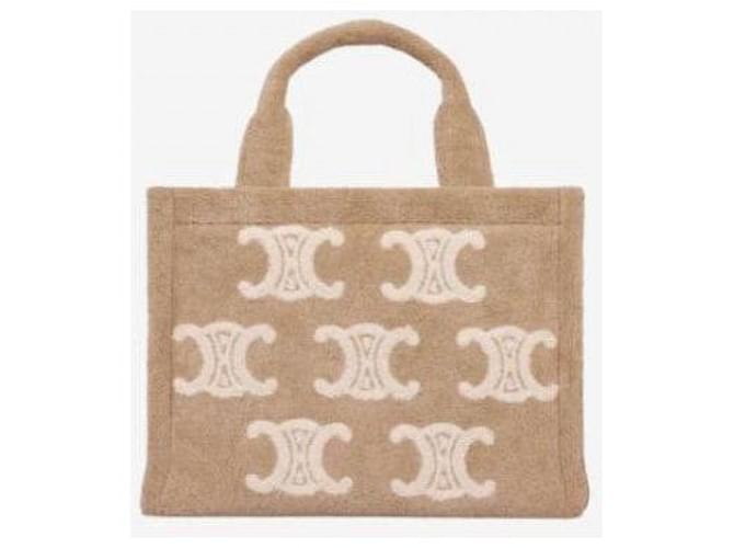 Céline Small Cabas in tessuto con Triomphe all-over Marrone - vista 3