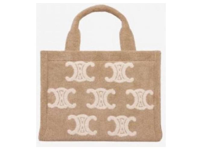 Céline Small Cabas in tessuto con Triomphe all-over Marrone - vista 4