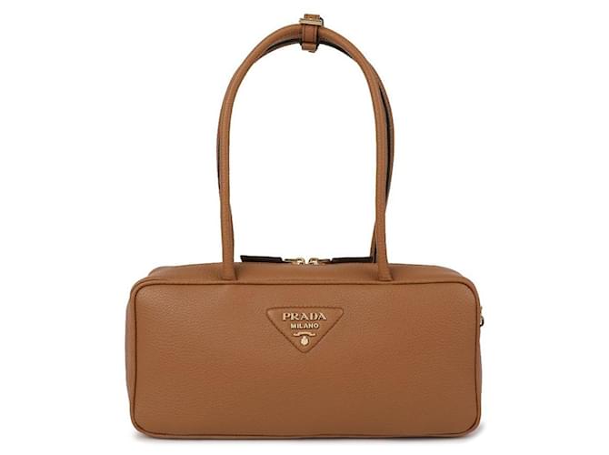Prada Medium Lederhandtasche mit oberem Griff Braun - Ansicht 2