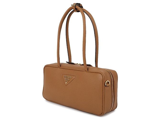 Prada Medium Lederhandtasche mit oberem Griff Braun - Ansicht 3