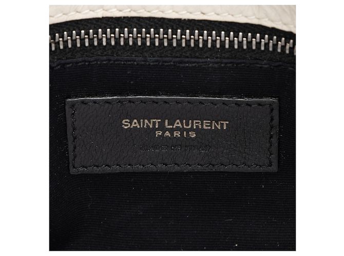 Borsa a tracolla media Niki in pelle di vitello grana grossa con monogramma Saint Laurent Bianco - vista 8
