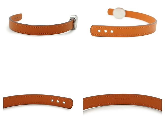Hermès Pulsera de cuero Hermes Clou de Selle Naranja - vista 3