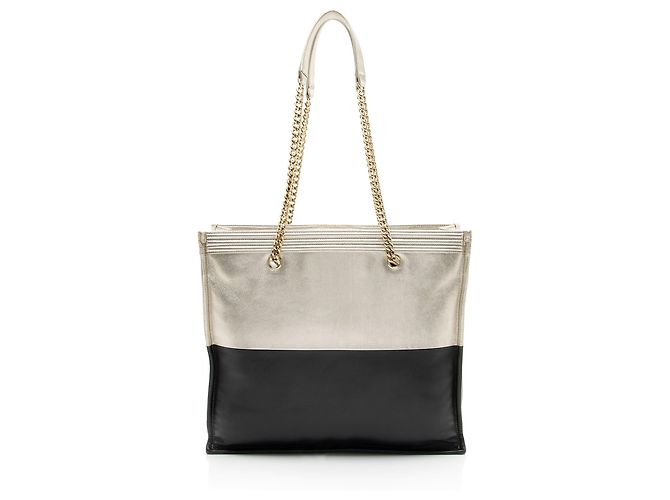 Chanel Large Boy Tote aus bicolor Kalbsleder Schwarz - Ansicht 3