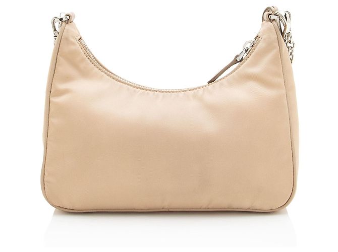 Prada Tessuto Re-Edition 2005 Crossbody Marrone Beige - vista 3