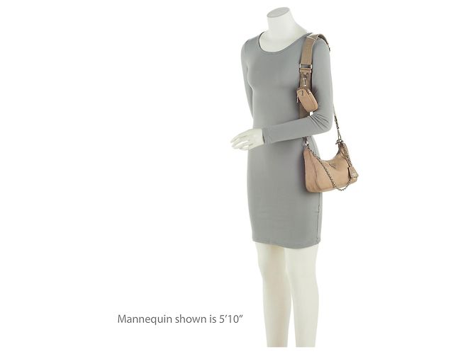 Prada Tessuto Re-Edition 2005 Crossbody Marrone Beige - vista 5