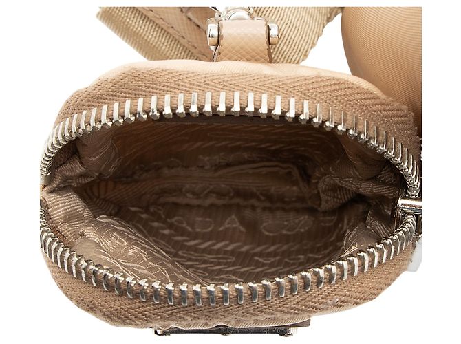 Prada Tessuto Re-Edition 2005 Crossbody Marrone Beige - vista 7