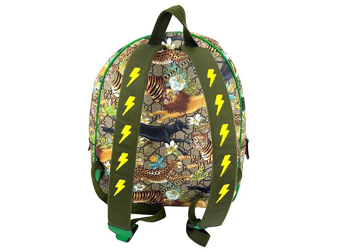 Zaino Dome per bambini Gucci GG Supreme Feline Multicolor Marrone - vista 2