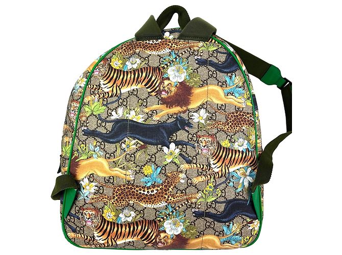 Zaino Dome per bambini Gucci GG Supreme Feline Multicolor Marrone - vista 3