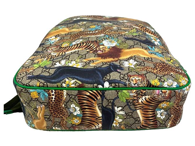 Zaino Dome per bambini Gucci GG Supreme Feline Multicolor Marrone - vista 6