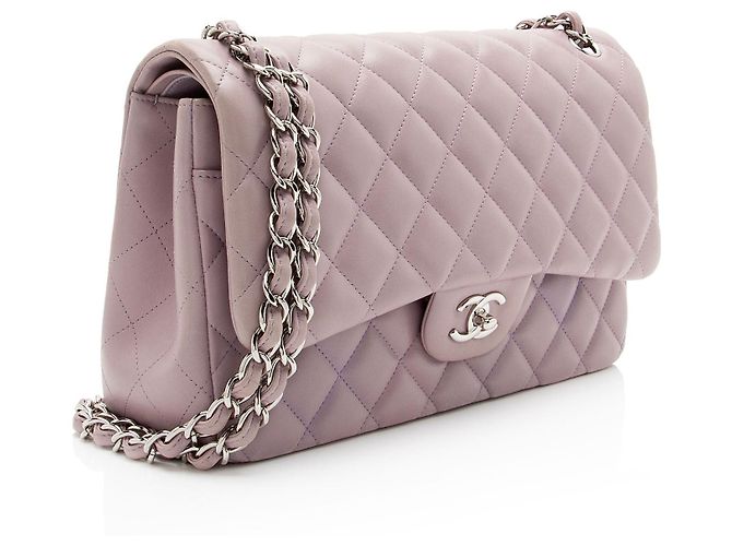 Gabrielle Borsa Chanel Classic Jumbo Double Flap in pelle di agnello Porpora - vista 2