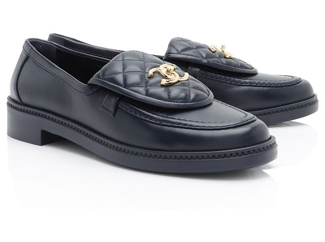 Gabrielle Mocassini Chanel in pelle di agnello CC Turnlock - Taglia 10 / 40 Blu - vista 2