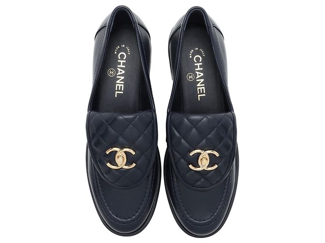Gabrielle Mocassini Chanel in pelle di agnello CC Turnlock - Taglia 10 / 40 Blu - vista 5