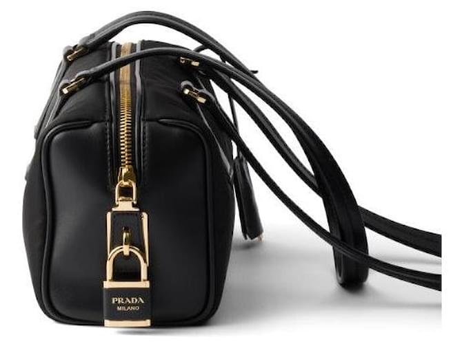 Prada Borsa Medium in Nylon e Pelle con Lucchetto Nero - vista 5