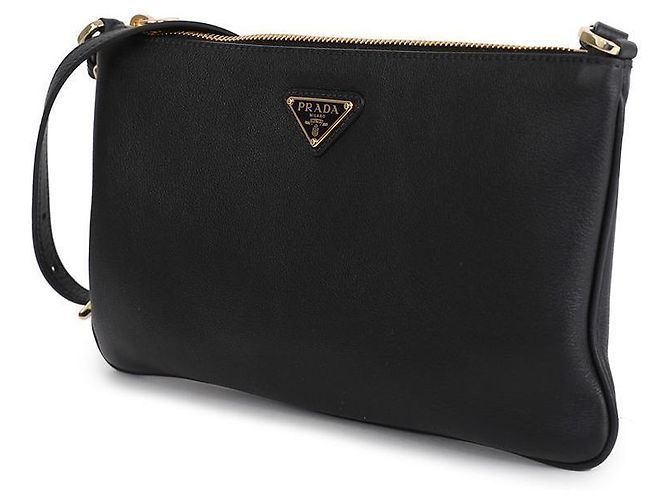 Prada Borsa a tracolla in pelle morbida Nero - vista 3