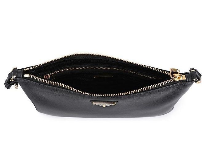 Prada Borsa a tracolla in pelle morbida Nero - vista 6