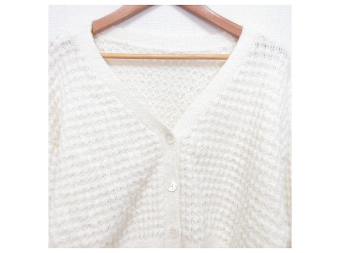 Autre Marque GRACE CONTINENTAL Kurze Strickjacke in Waffeloptik Weiß - Ansicht 3