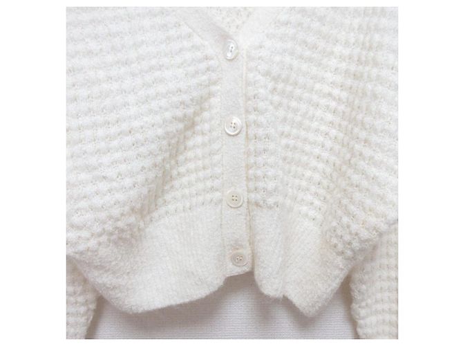 Autre Marque GRACE CONTINENTAL Kurze Strickjacke in Waffeloptik Weiß - Ansicht 4