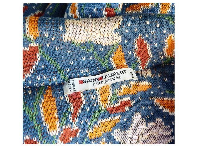 Chaqueta corta de punto estampada Saint Laurent Rive Gauche Blanco Azul Multicolor - vista 2