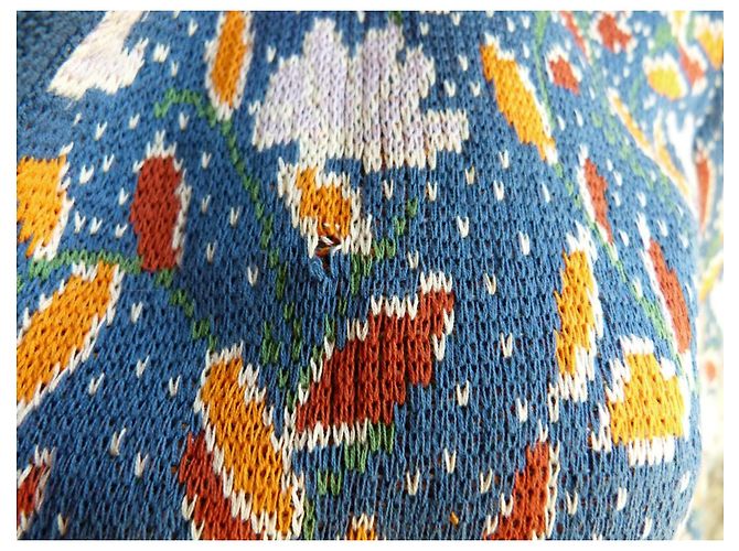Chaqueta corta de punto estampada Saint Laurent Rive Gauche Blanco Azul Multicolor - vista 7
