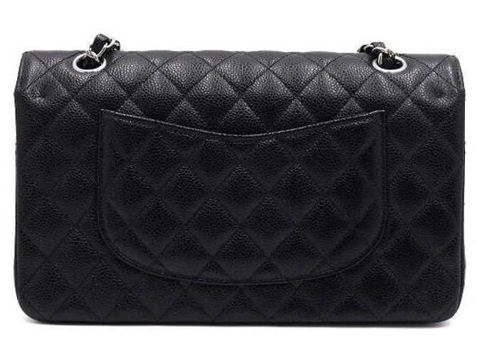 Chanel Borsa a tracolla media in pelle caviar nera classica con catena argentata Nero - vista 5