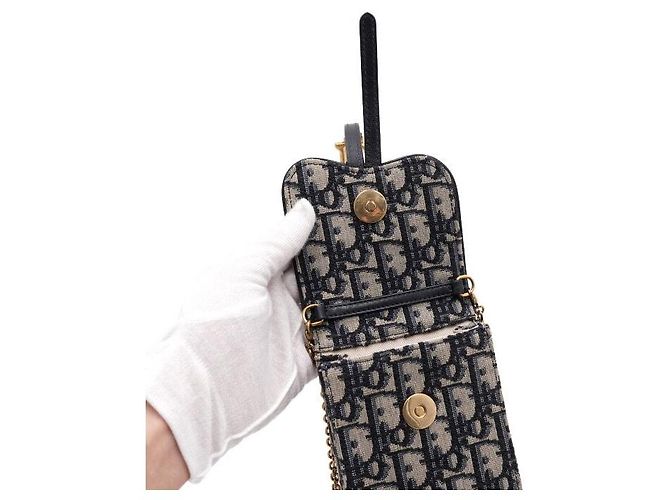 Dior Borsa a tracolla Oblique Saddle Vertical Pouch Mini con catena Blu - vista 5