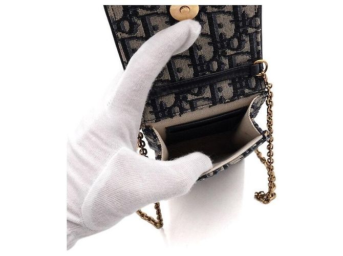 Dior Borsa a tracolla Oblique Saddle Vertical Pouch Mini con catena Blu - vista 6