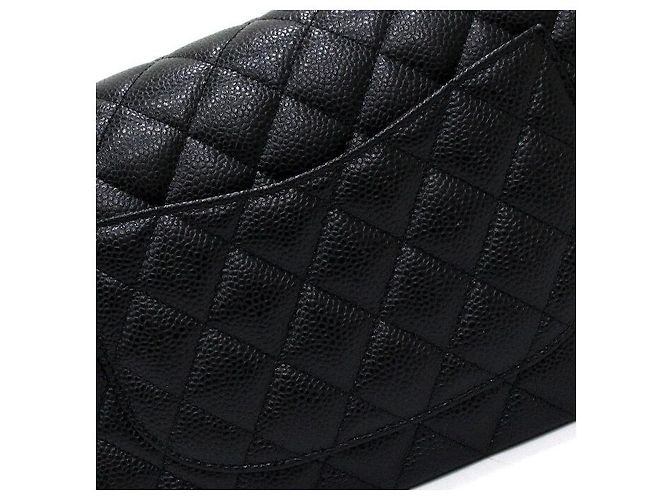 Chanel Borsa a tracolla Classic Medium in caviale nero con catena argentata - vista 11