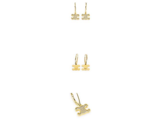 Céline Triomphe Strass-Ohrringe für Damen (Gold) Golden - Ansicht 3