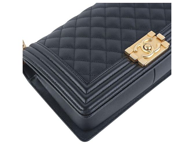 Chanel Borsa Boy Flap in pelle Caviar Gold Medium Nero - vista 5