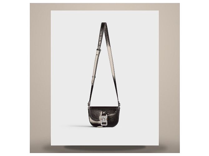 Dior Borsa Messenger Saddle Mini Flap in vitello grana nera - vista 4
