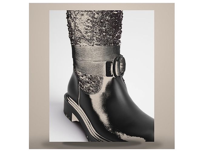 Dior Botas D-Major Black White Cannage Tweed, Pele de Bezerro Preta - vista 5