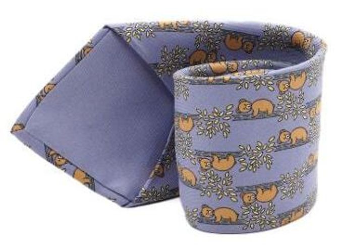 Hermès Corbata de seda azul marino con estampado de oso - vista 2