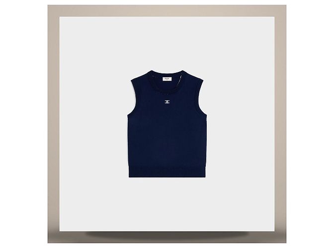 Céline Top de lã fina azul escuro - vista 2