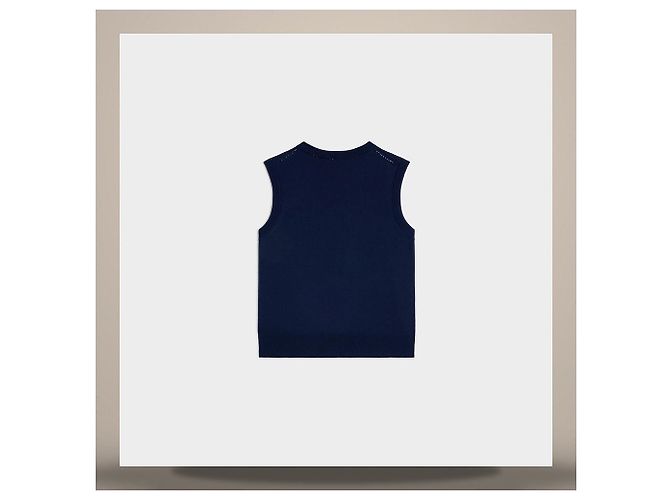 Céline Top de lã fina azul escuro - vista 3