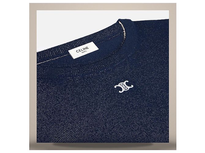 Céline Top de lã fina azul escuro - vista 4