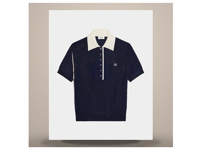 Céline Top de lã fina azul escuro - vista 5