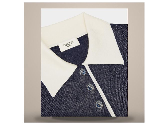 Céline Top de lã fina azul escuro - vista 7